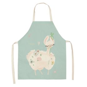 style: WQL0149 12, Size: 47x38 - Cartoon Cute Forest Alpaca Series Cotton And Linen Apron Support Customized Pictures