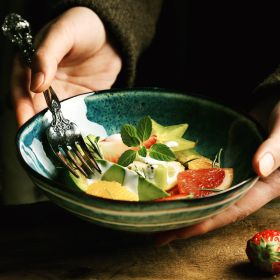 style: Indigo Naturalis 17piece set - Bowl And Dish Set Household North European Retro Ceramic Plate And Bowl Combination