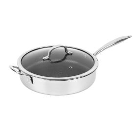 Brentwood 11 inch Hybrid Non-Stick Stainless Steel Deep Saute Pan with Glass Lid