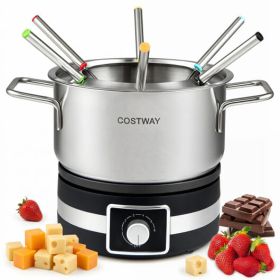 1200W Electric Fondue Pot Set with Removable Stainless Steel Pot and 6 Forks