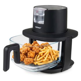 4.7 QT Glass Air Fryer with Steam Frying Mode-Black - Color: Black