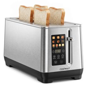 4 Slice Toaster with 6 Browning Levels and 4 Bread Types-Silver