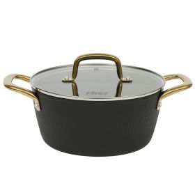 Oster Abbottsford 7 Quart Nonstick Aluminum Dutch Oven with Glass Lid in Black