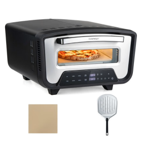 Indoor Electric Pizza Oven for 12" Pizzas with 8 Presets-Black - Color: Black