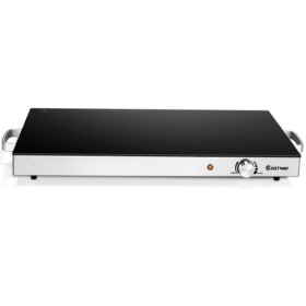 22 x 14 Inch Electric Warming Tray Hot Plate Dish Warmer with Adjustable Temperature - Color: Silver