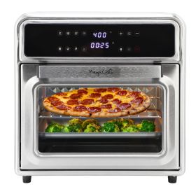 MegaChef 21.13 Quart Stainless Steel Digital Electric Multi-Function Air Fryer and Counter Top Oven in Silver