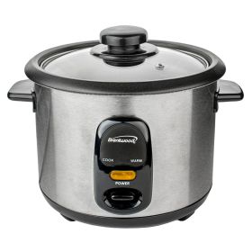 Brentwood 8 Cup Rice Cooker / Non-Stick with Steamer in Silver