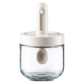 1pc Seasoning Jar With Retractable Spoon; Glass Spice Jar Seasoning Box; Seasoning Container With Lid And Spoon For Salt; Sugar And Spices; Kitch