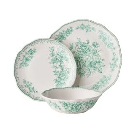 12-Piece Stoneware Dinnerware Set, Green