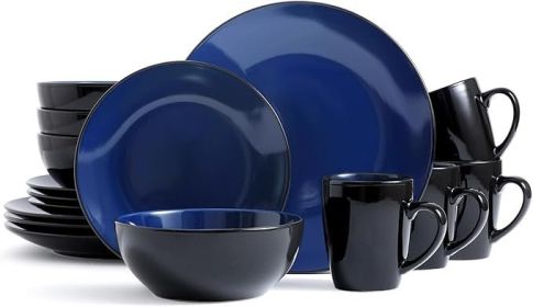 16 Piece Round Kitchen Dinnerware Set Stoneware
