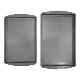2 Pack Nonstick Carbon Steel Cookie Sheet Baking Set, 17"x11" & 15"x10", Dishwasher Safe Bakeware