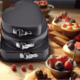 Springform Cake Pan Set of 3 (7, 8, 9 Inch) Heart Round Square Leakproof Nonstick Cheesecake Pans with Removable Bottom Carbon Steel Bakeware