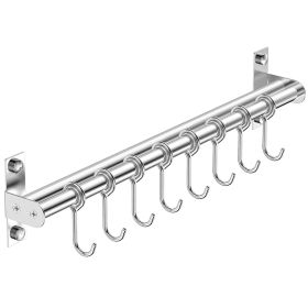 Rail Hanger Rod Wall Mounted Pot Pan Lid Holder Cookware Storage Organizer with Sliding Hooks for Kitchen Bathroom