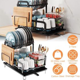 ki2-Tier 16.65x14.57x13.11in Dish Drying Rack for Kitchen Dish Rack with Drainboard Detachable Kitchen Drainer Organizer Set with Utensil Holder Bo