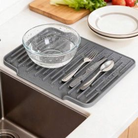 Non Slip Large Silicone Dish Draining Mat, Heat Resistant Sink Liner Countertop Trivet For Kitchen Dishes, Cookware Utensils. (Option: CX Dark Gray)