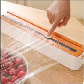 Magnetic Plastic Wrap Dispenser With Slide Cutter  Wall-Mounted Foil Holder (Option: Orange)