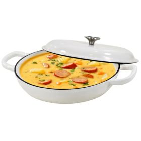 Enameled Cast Iron Dutch Oven, 3.8 Quart Dutch Oven Pot With Lid, Non Stick Cast Iron Pot, Round Oven Safe Up To, Use For Marinate, Cook, Bake And Ser (Option: White)