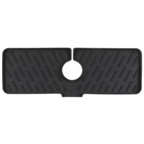 Silicone Faucet Mat Kitchen Sink Splash Guard Drain Mat Drying Pad (Option: Black)