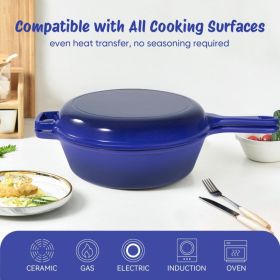 A Cast-iron Soup Pot With A Lid Safe, Reliable, And Designed To Preserve Nutrients When Stewing Bones Or Making Soup. (Option: Blue)