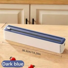 Magnetic Plastic Wrap Dispenser With Slide Cutter  Wall-Mounted Foil Holder (Option: Blue)
