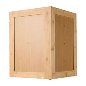 Corner Bread Box for Kitchen Counter, Double Layer Large Capacity Bamboo Bread Storage Container, Farmhouse Wooden Breadbox for Homemade Bread (Color: Burlywood)