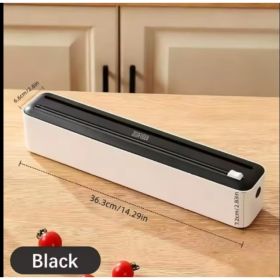 Magnetic Plastic Wrap Dispenser With Slide Cutter  Wall-Mounted Foil Holder (Option: Black)