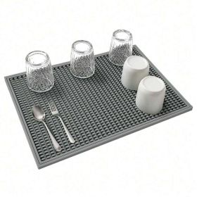 Set Of 2 18x12 Inch Heat Resistant Rubber Drying Mats, Multi Purpose Dish Draining Pads For Kitchen Countertops. (Option: DD Gray)