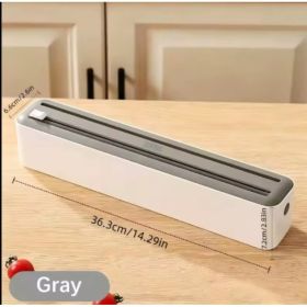 Magnetic Plastic Wrap Dispenser With Slide Cutter  Wall-Mounted Foil Holder (Option: Light gray)