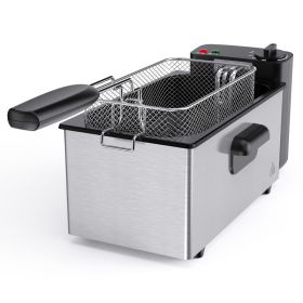 Stainless Steel Deep Fryer With An Observation Window Cover, 1500W Power, 4 Adjustable Temperature Settings (Option: 3L)