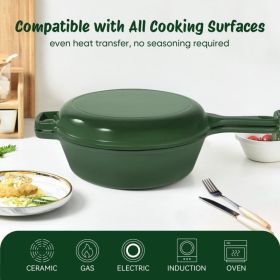 A Cast-iron Soup Pot With A Lid Safe, Reliable, And Designed To Preserve Nutrients When Stewing Bones Or Making Soup. (Option: Green)