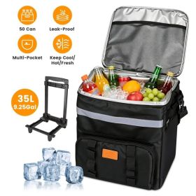 35L Rolling Cooler Bag 2-in-1 Insulated Lunch Backpack With Telescopic Handle Wheels Adjustable Shoulder Strap Portable Thermal Cooler Bag For Ca (Option: Defaulttitle)
