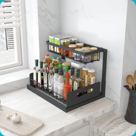 Under Sink Organizer, Pull Out Cabinet Storage 2 Tier Slide Out Sink Shelf, Kitchen Organizers and Storage, Black, 1 Pack (Color: Black 1 Pack)
