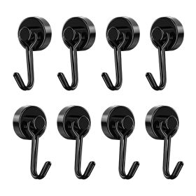 Magnetic Hooks,Heavy Duty Magnet Hooks Neodymium Swivel Hook Magnets for Fridge,Grill Utensils Tools (cout: 8, Color: Black)