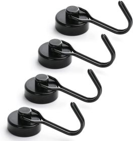 Magnetic Hooks,Heavy Duty Magnet Hooks Neodymium Swivel Hook Magnets for Fridge,Grill Utensils Tools (cout: 4, Color: Black)