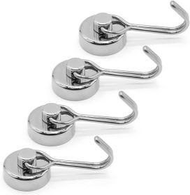 Magnetic Hooks,Heavy Duty Magnet Hooks Neodymium Swivel Hook Magnets for Fridge,Grill Utensils Tools (cout: 4, Color: Sliver)
