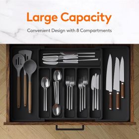Silverware Drawer Organizer, Expandable Utensil Tray for Kitchen, BPA Free Flatware and Cutlery Holder (Material: Polypropylene)